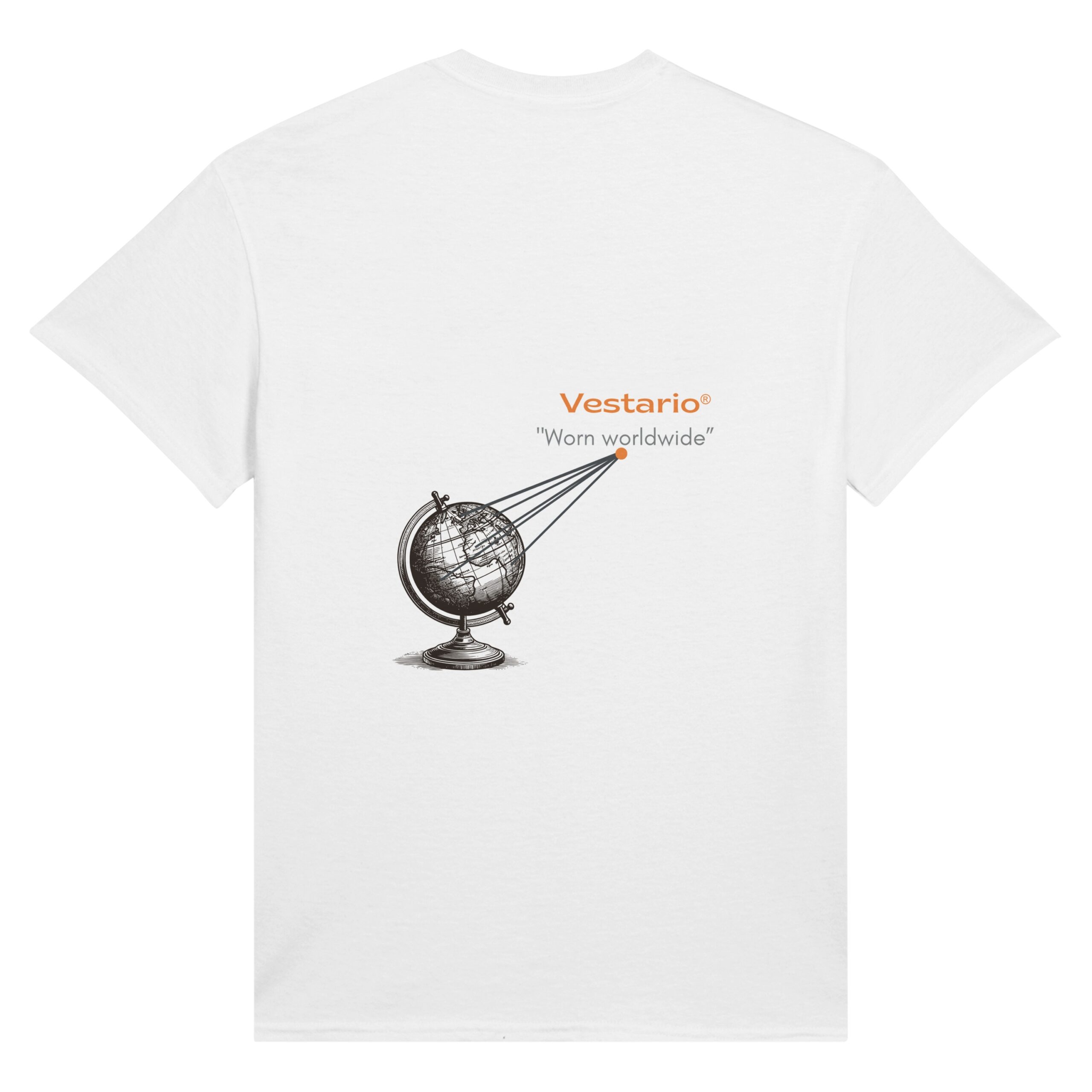 Wit Vestario Atlas T-shirt van 100% katoen (200 gsm) met zwart, grijs en oranje design – beschikbaar in S, M en L
